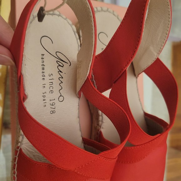 NWT Gaimo genuine leather red espadrilles size eu 38 us 8 - Picture 4 of 7
